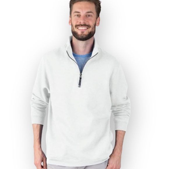 Charles River Apparel Men's Crosswind Quarter Zip Sweater White Size XL - Picture 1 of 9